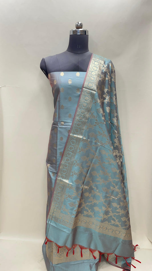 Seagreen Semi Katan Silk Handloom Banarasi 3 pcs Suit Set MUB_SK69