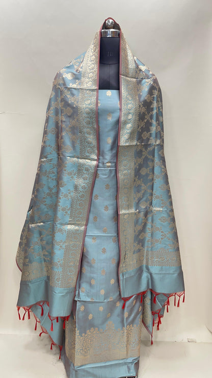 Seagreen Semi Katan Silk Handloom Banarasi 3 pcs Suit Set MUB_SK69