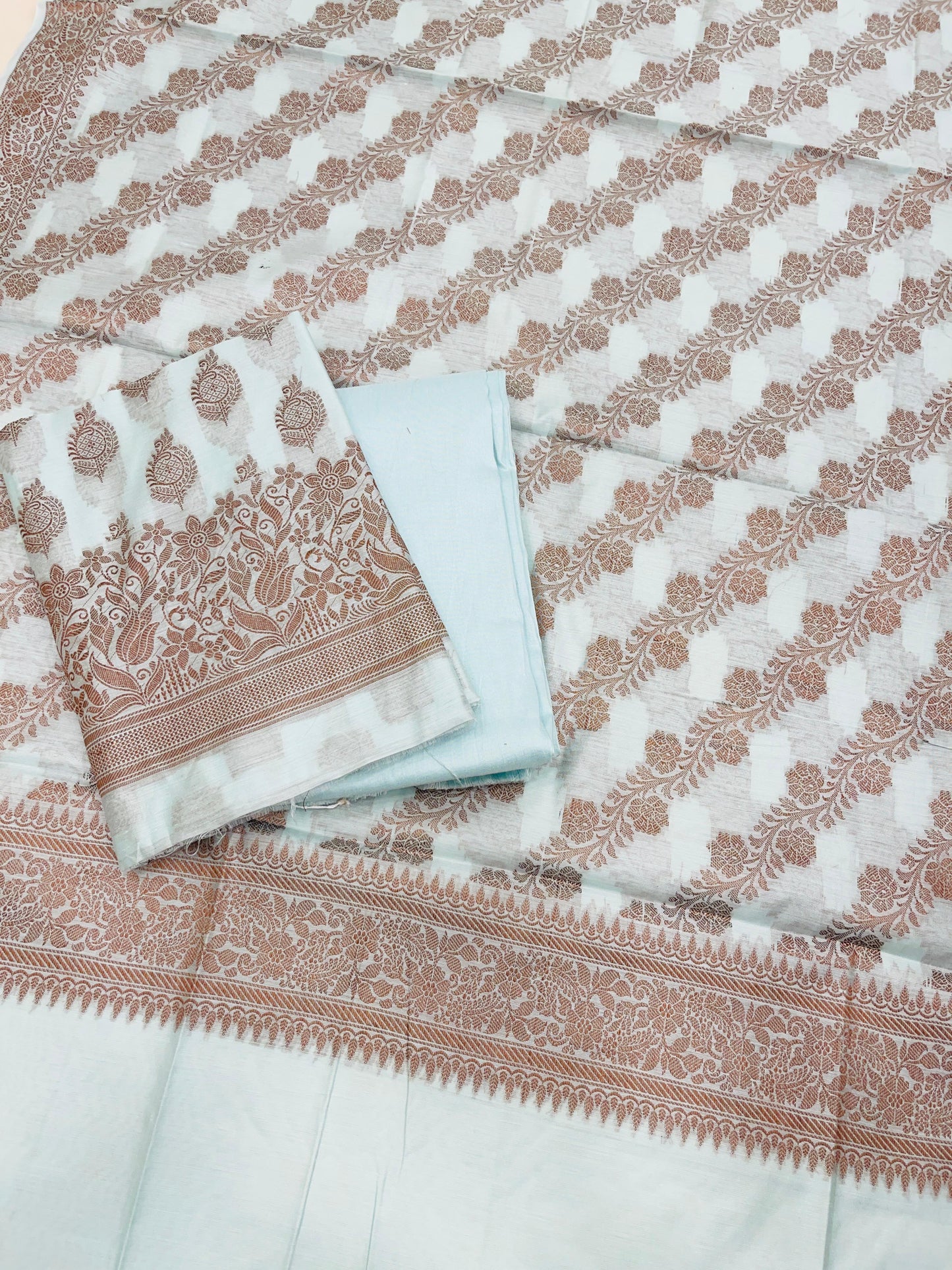 Sky Blue Cotton Banarasi 3 pcs Suit Set IM_CS23