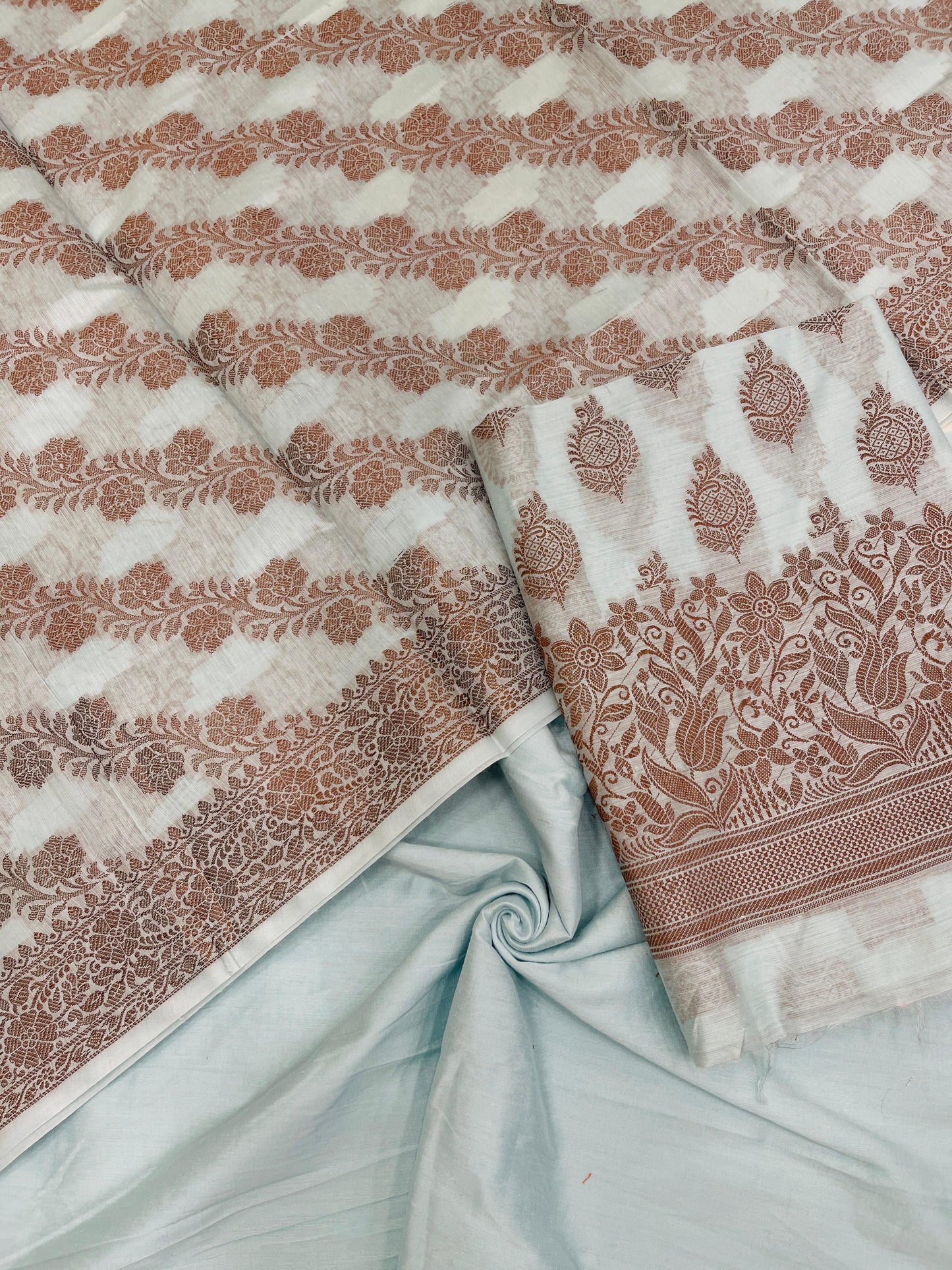 Sky Blue Cotton Banarasi 3 pcs Suit Set IM_CS23
