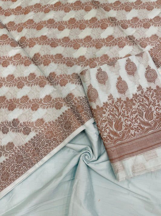Sky Blue Cotton Banarasi 3 pcs Suit Set IM_CS23
