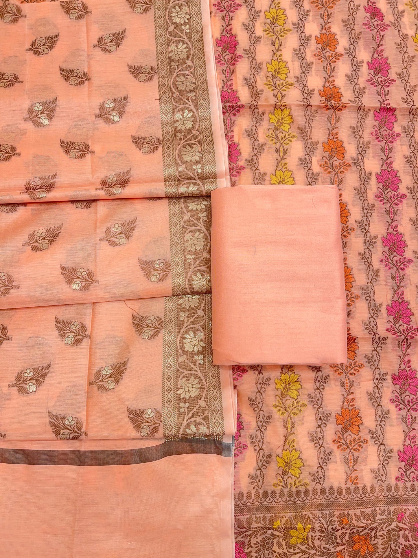 Orange Cotton Banarasi 3 pcs Suit Set IM_CS34