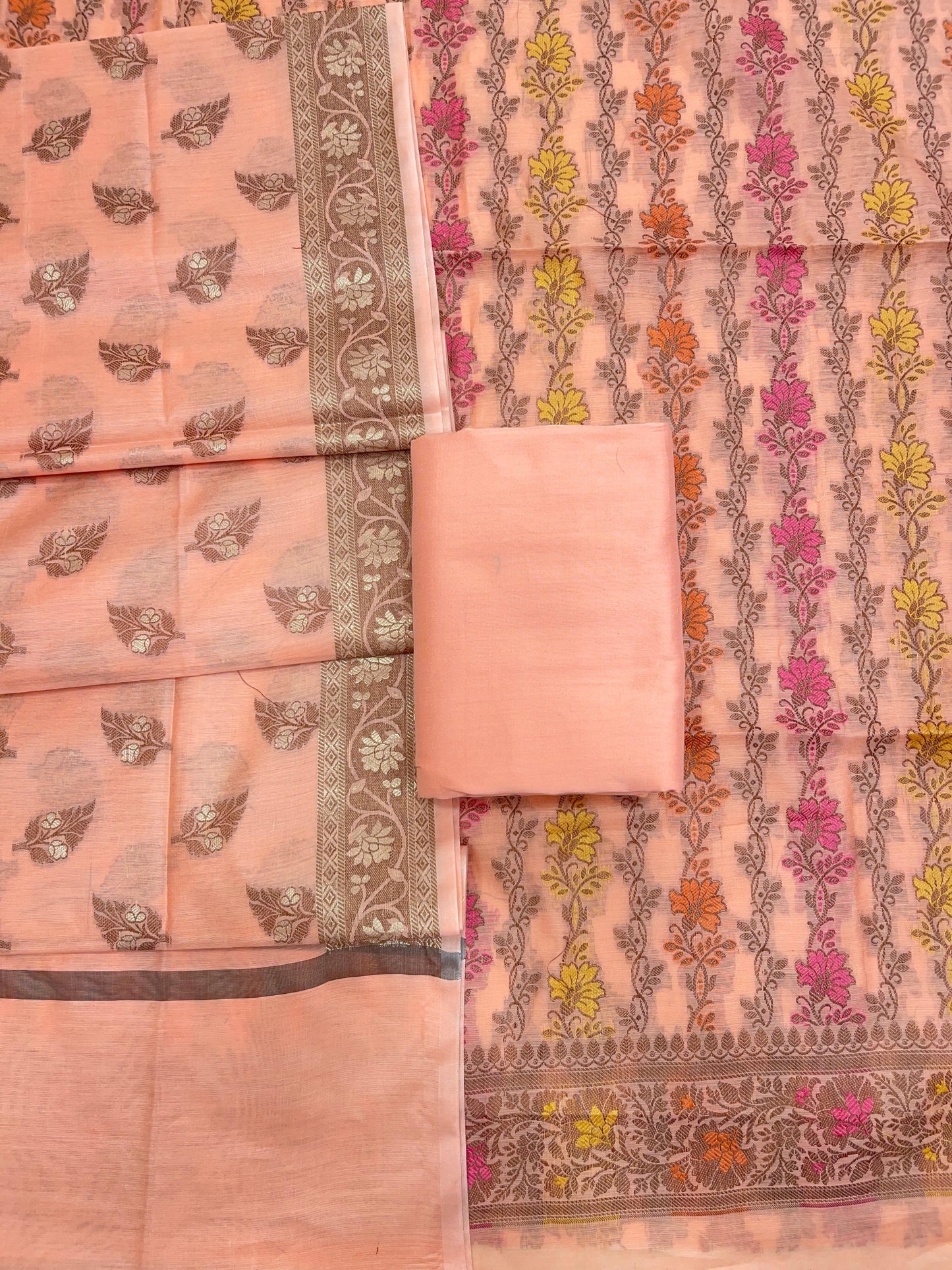 Orange Cotton Banarasi 3 pcs Suit Set IM_CS34