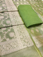 Puresilk Handloom Green Tissue Silk Banarasi 3 pcs Suit Set RHN_TSU11