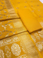 Puresilk Handloom Yellow Cotton Banarasi 3 pcs Suit Set RHN_CTN5