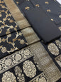Puresilk Handloom Black Cotton Banarasi 3 pcs Suit Set RHN_CTN2