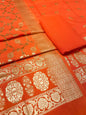 Puresilk Handloom Orange Cotton Banarasi 3 pcs Suit Set RHN_CTN3
