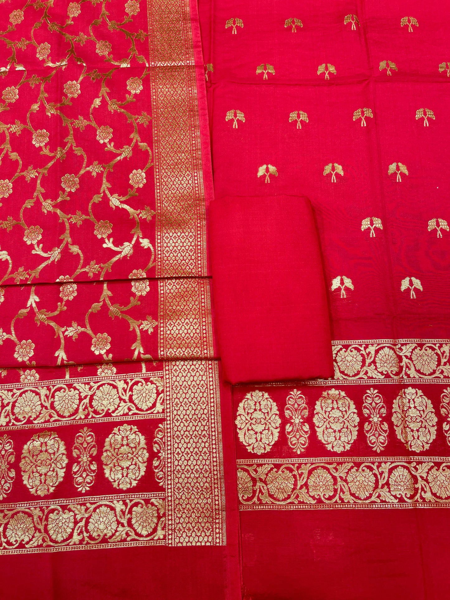 Puresilk Handloom Pink Cotton Banarasi 3 pcs Suit Set RHN_CTN6