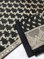 Puresilk Handloom Black Viscose Silk Banarasi 3 pcs Suit Set RHN_VS4