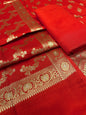 Puresilk Handloom Red Viscose Silk Banarasi 3 pcs Suit Set RHN_VS2