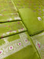 Puresilk Handloom Mehndi Green Viscose Silk Banarasi 3 pcs Suit Set RHN_VS8