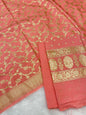 Puresilk Handloom Peach Pink Cotton Banarasi 3 pcs Suit Set RHN_CTN11