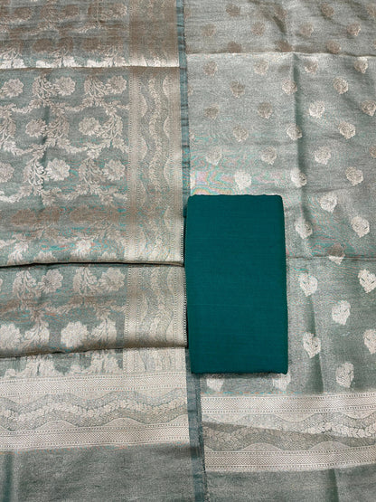 Puresilk Handloom Green Tissue Silk Banarasi 3 pcs Suit Set RHN_TSU1