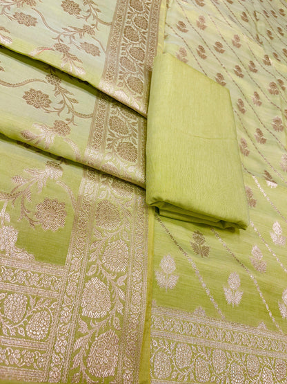 Puresilk Handloom Pista Green Modal Silk Banarasi 3 pcs Suit Set RHN_MDL4
