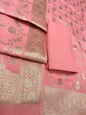 Puresilk Handloom Peach Pink Modal Silk Banarasi 3 pcs Suit Set RHN_MDL5