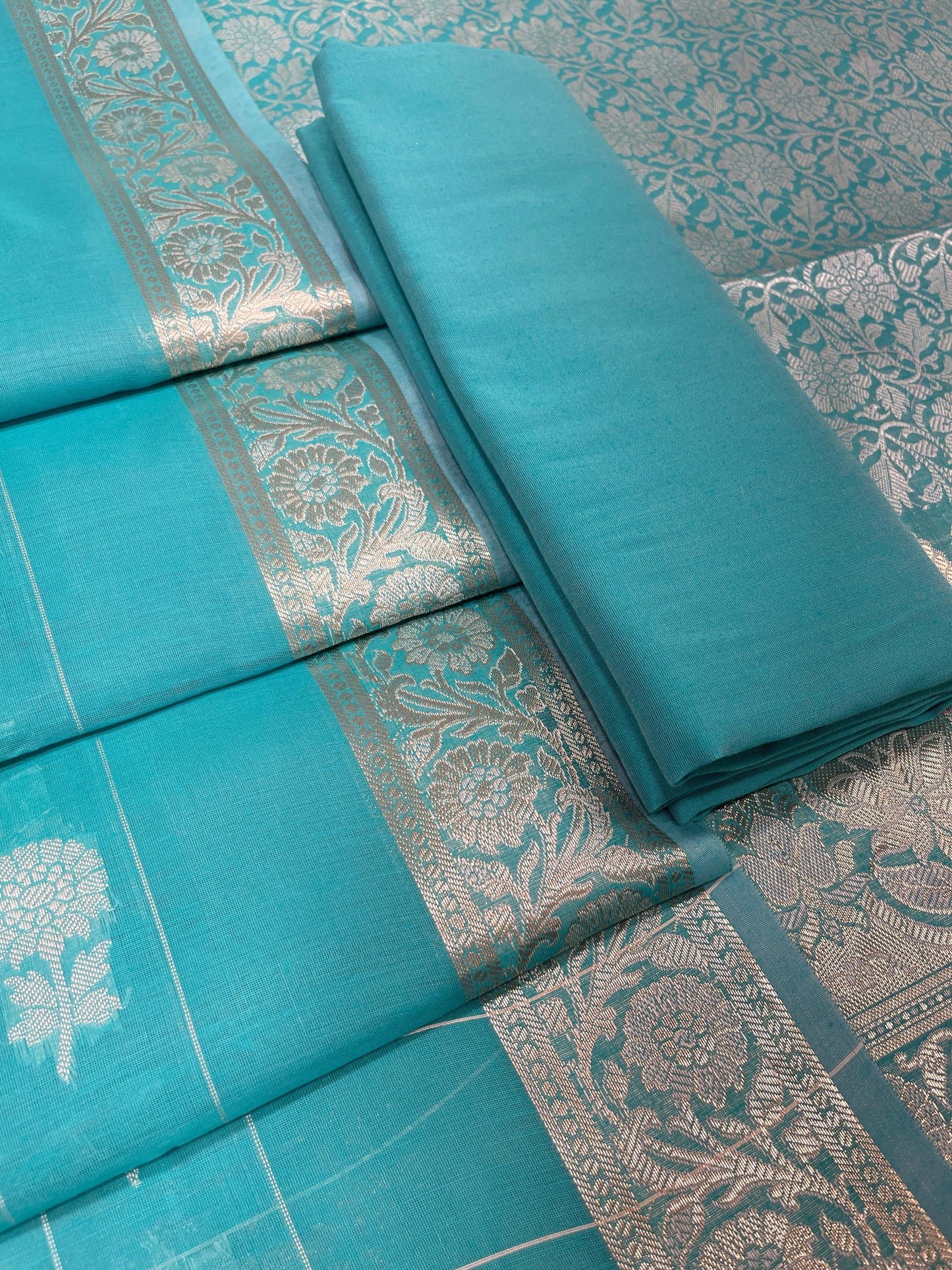 Skyblue Cotton Silk Banarasi 3 pcs Suit Set 680ASD_CS19