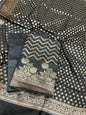 Black Cotton Silk Zig-Zag Banarasi 3 pcs Suit Set 675JVC_127