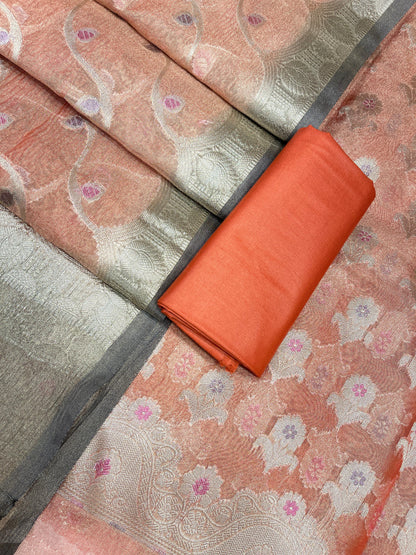 Orange Tissue Silk Banarasi 3 pcs Suit Set 1050IM_TC1
