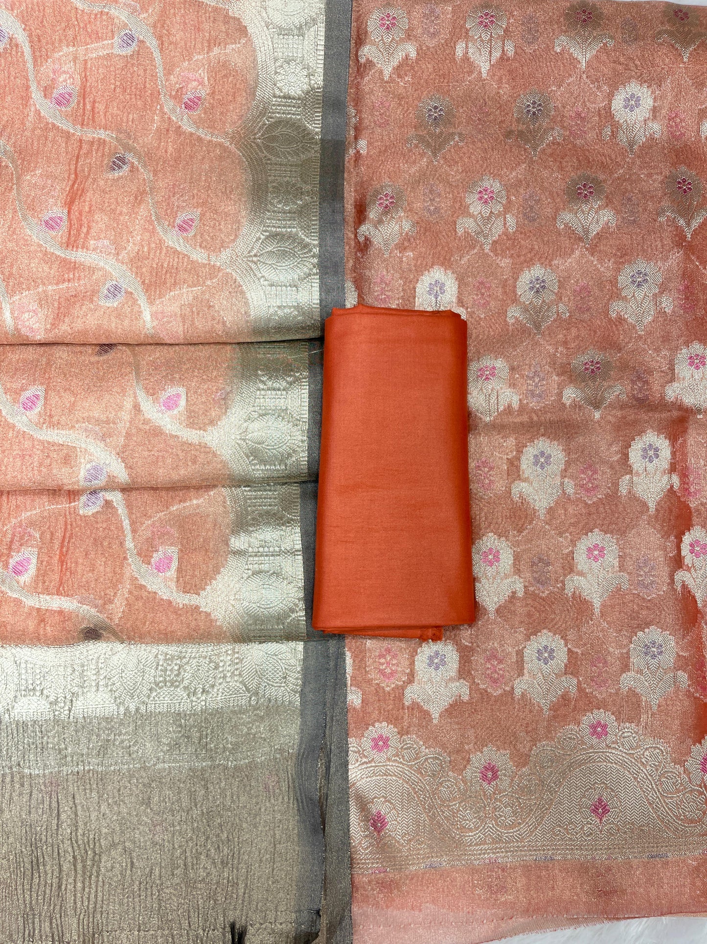 Orange Tissue Silk Banarasi 3 pcs Suit Set 1050IM_TC1