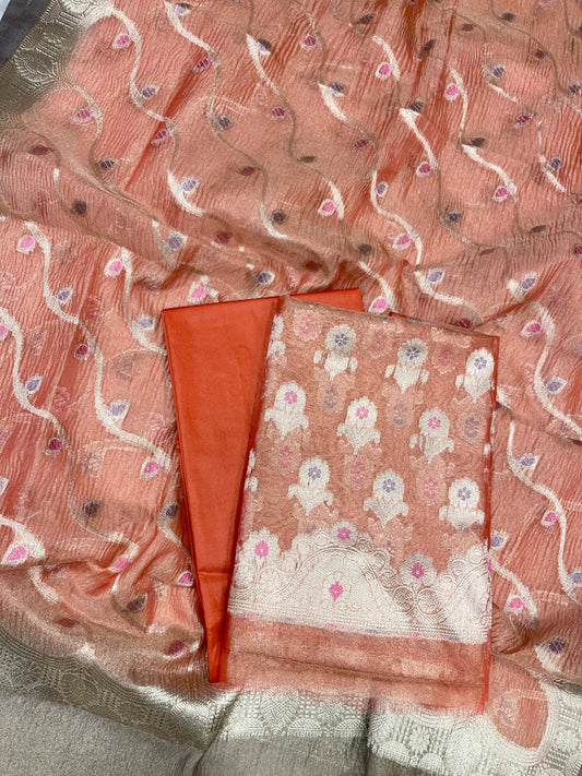 Orange Tissue Silk Banarasi 3 pcs Suit Set 1050IM_TC1