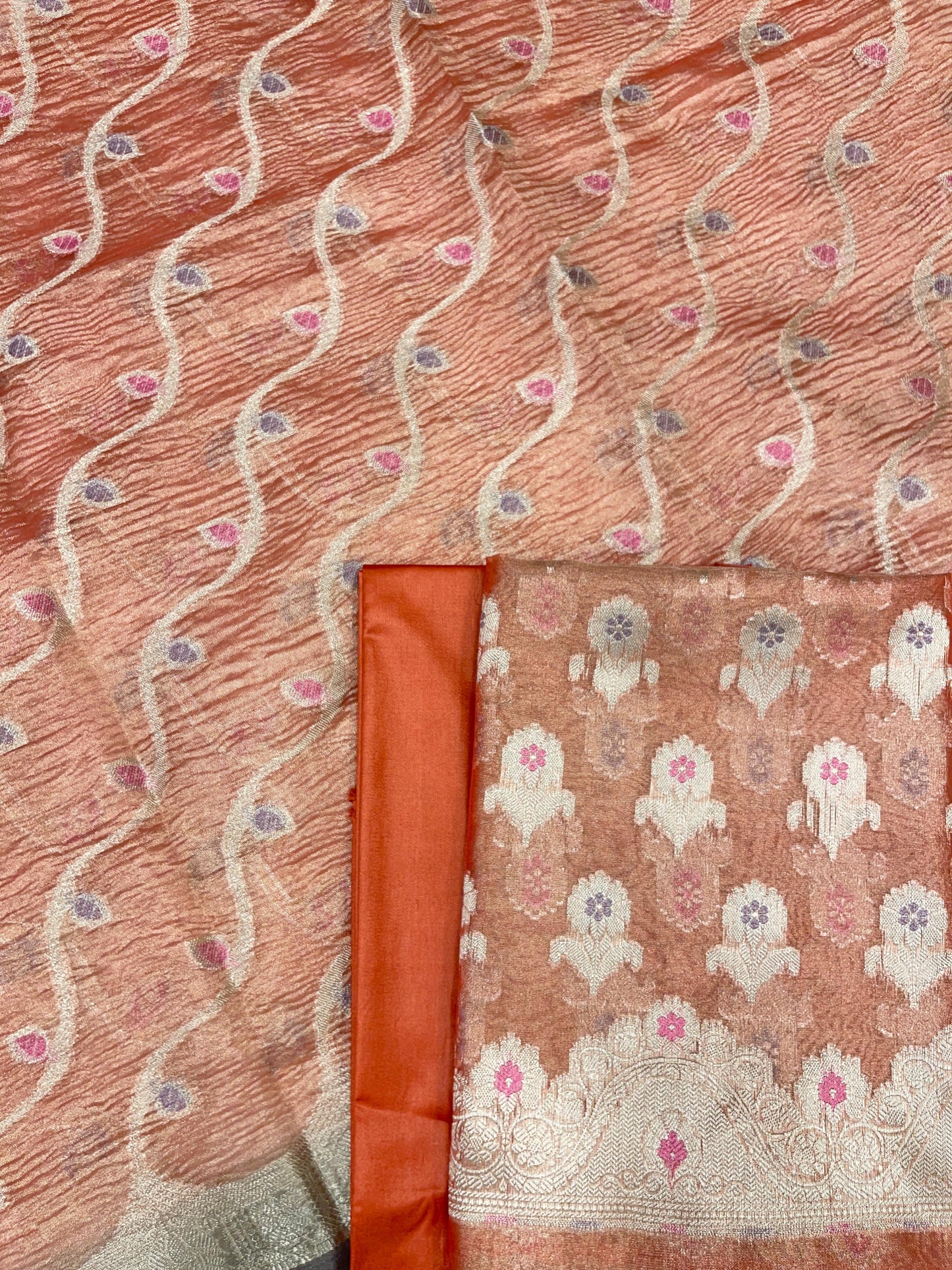 Orange Tissue Silk Banarasi 3 pcs Suit Set 1050IM_TC1