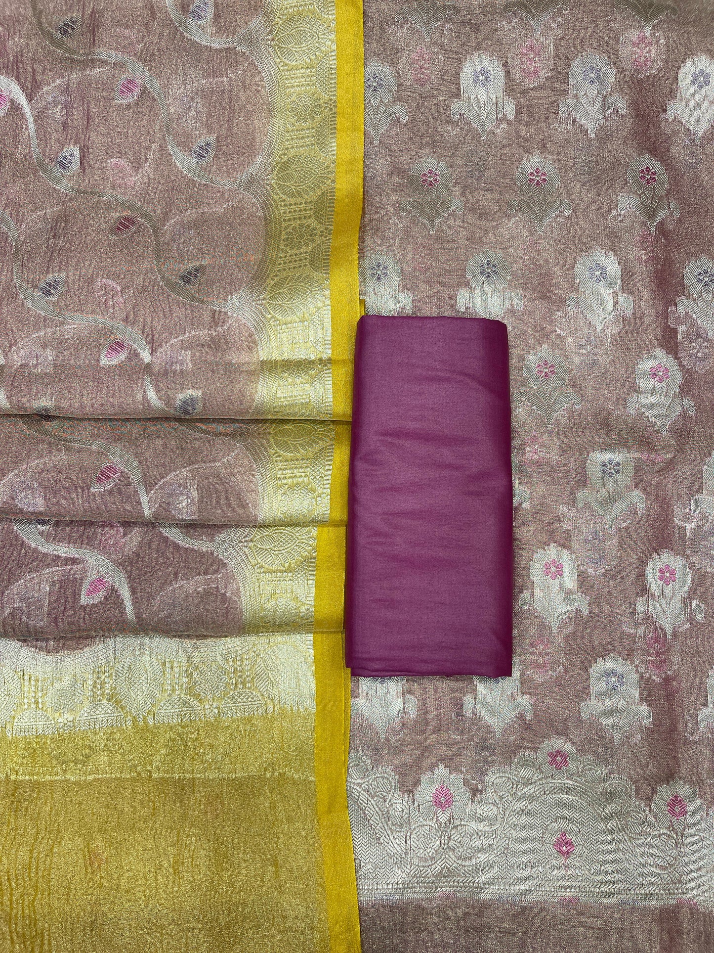 Purple Tissue Silk Banarasi 3 pcs Suit Set 1050IM_TC3