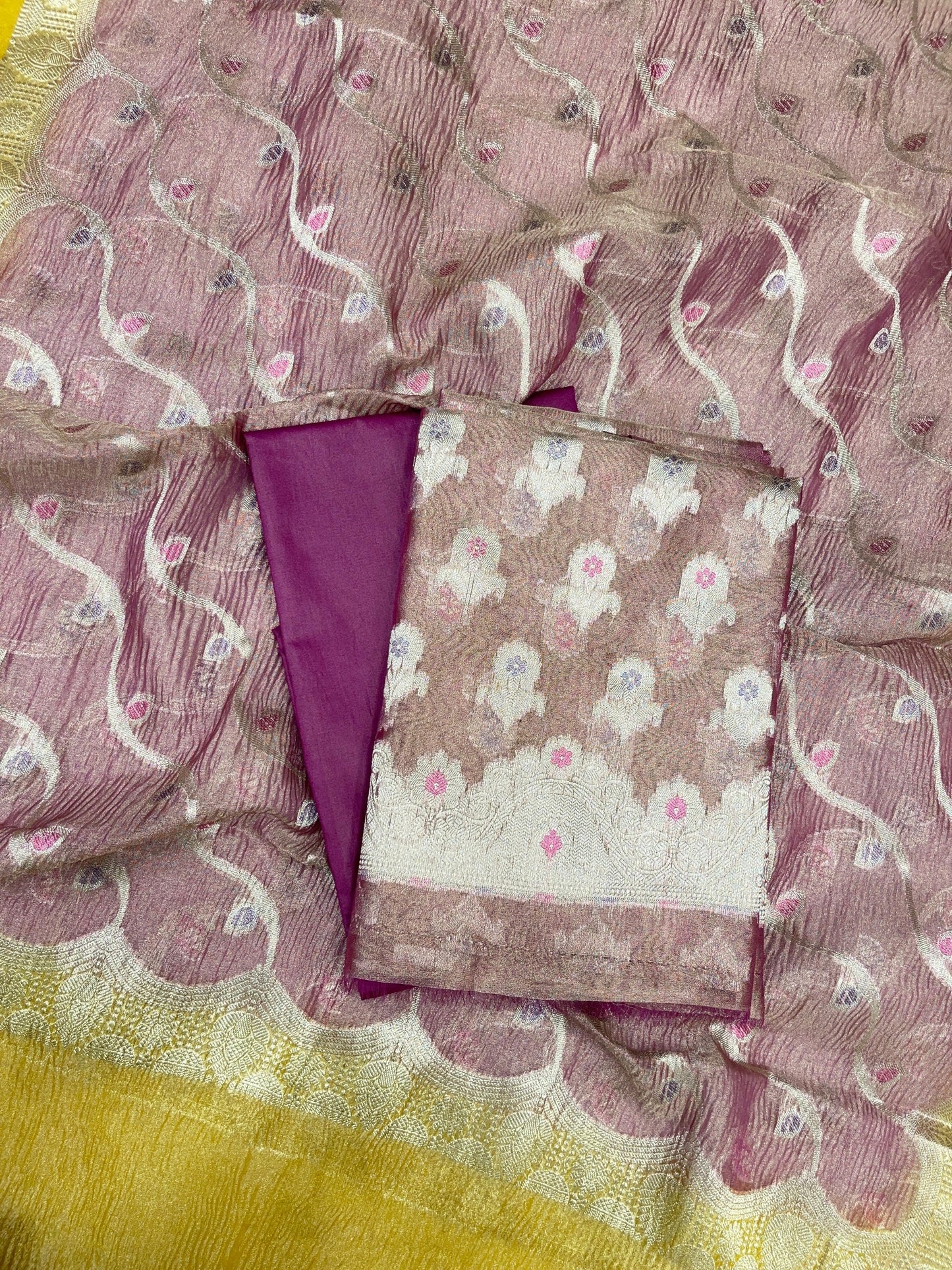 Purple Tissue Silk Banarasi 3 pcs Suit Set 1050IM_TC3
