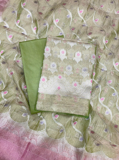 Pista Green Tissue Silk Banarasi 3 pcs Suit Set 1050IM_TC4