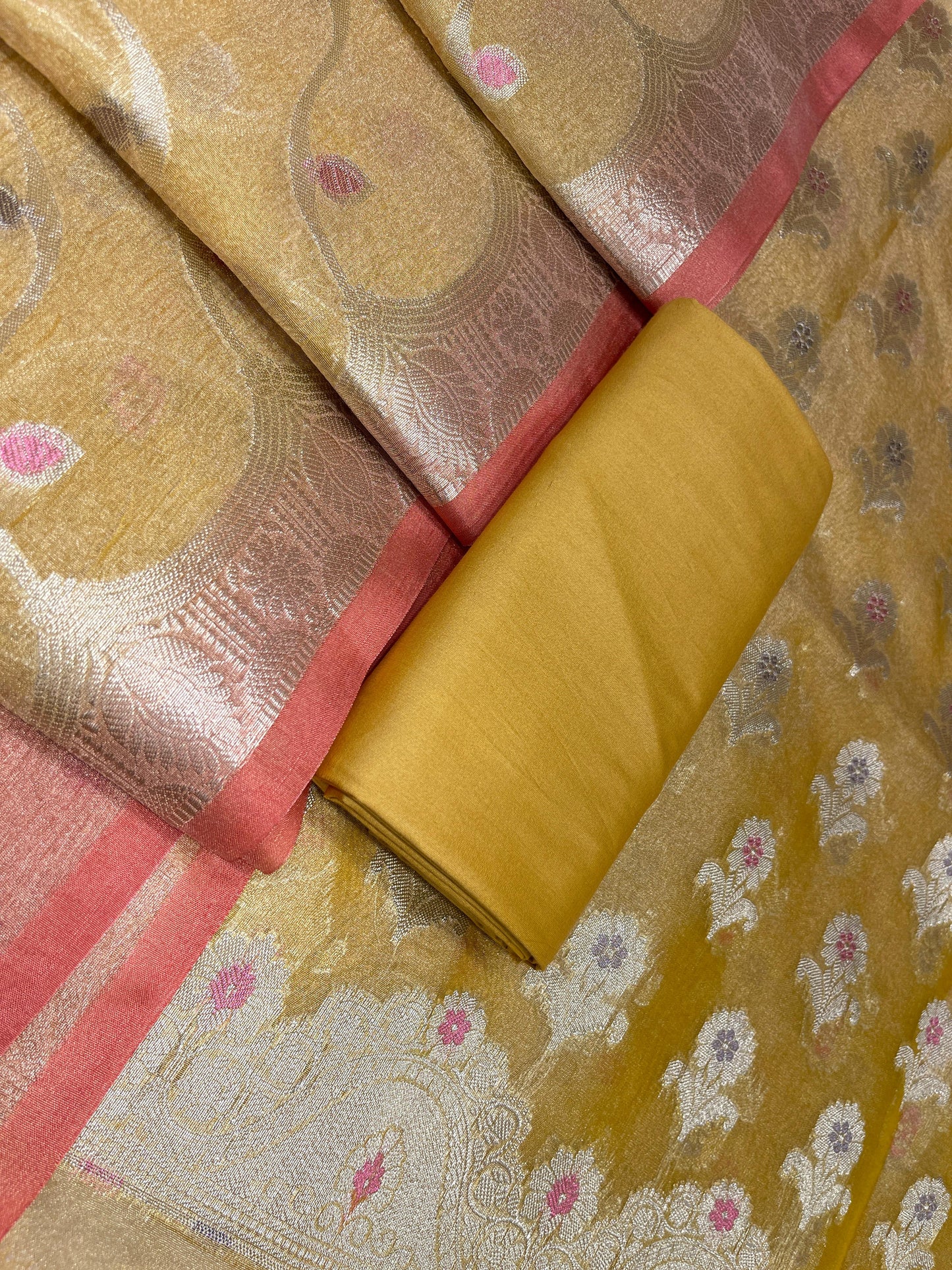 Gold Tissue Silk Banarasi 3 pcs Suit Set 1050IM_TC5