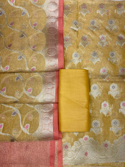 Gold Tissue Silk Banarasi 3 pcs Suit Set 1050IM_TC5