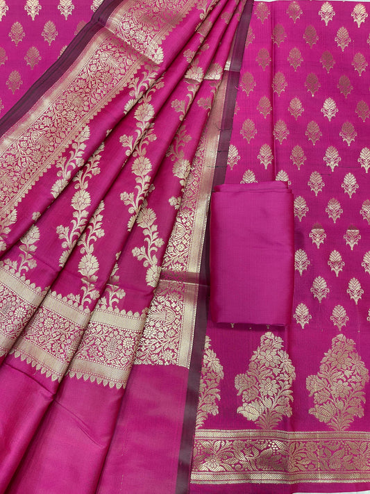 Magenta Katan Silk Zari Border Banarasi 3 pcs Suit Set 800JD_KB4