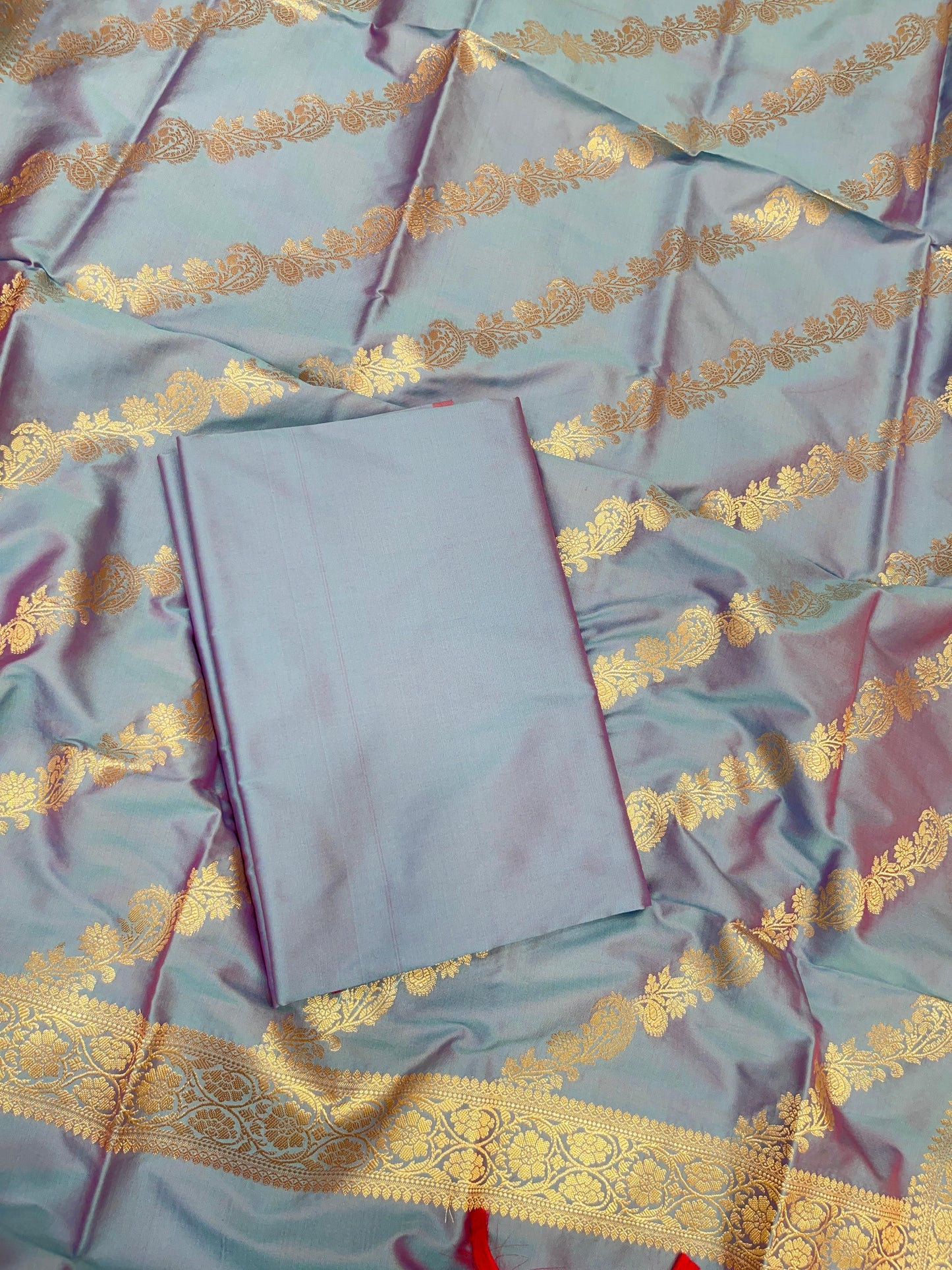 Sky Blue Katan Plain Banarasi 3 pcs Suit Set 650JD_KP3