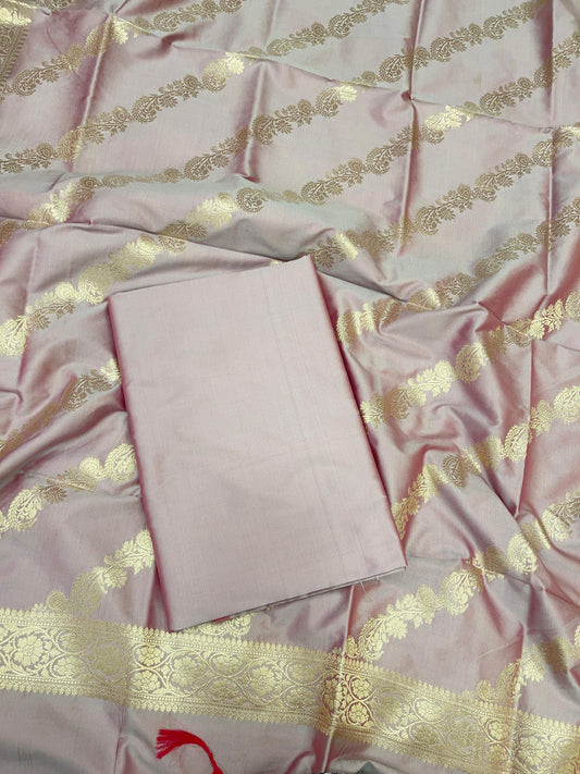 Mauve Katan Plain Banarasi 3 pcs Suit Set 650JD_KP4