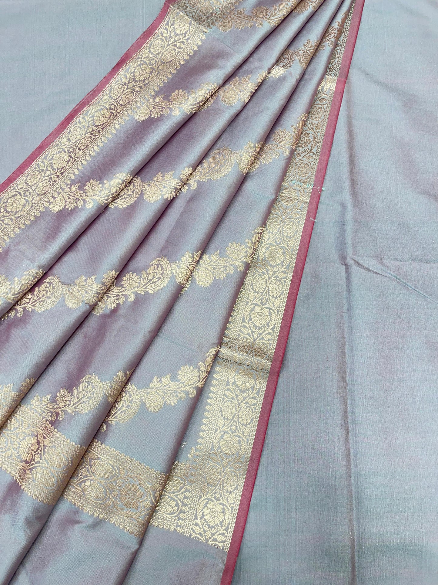 Grey Katan Plain Banarasi 3 pcs Suit Set 650JD_KP5