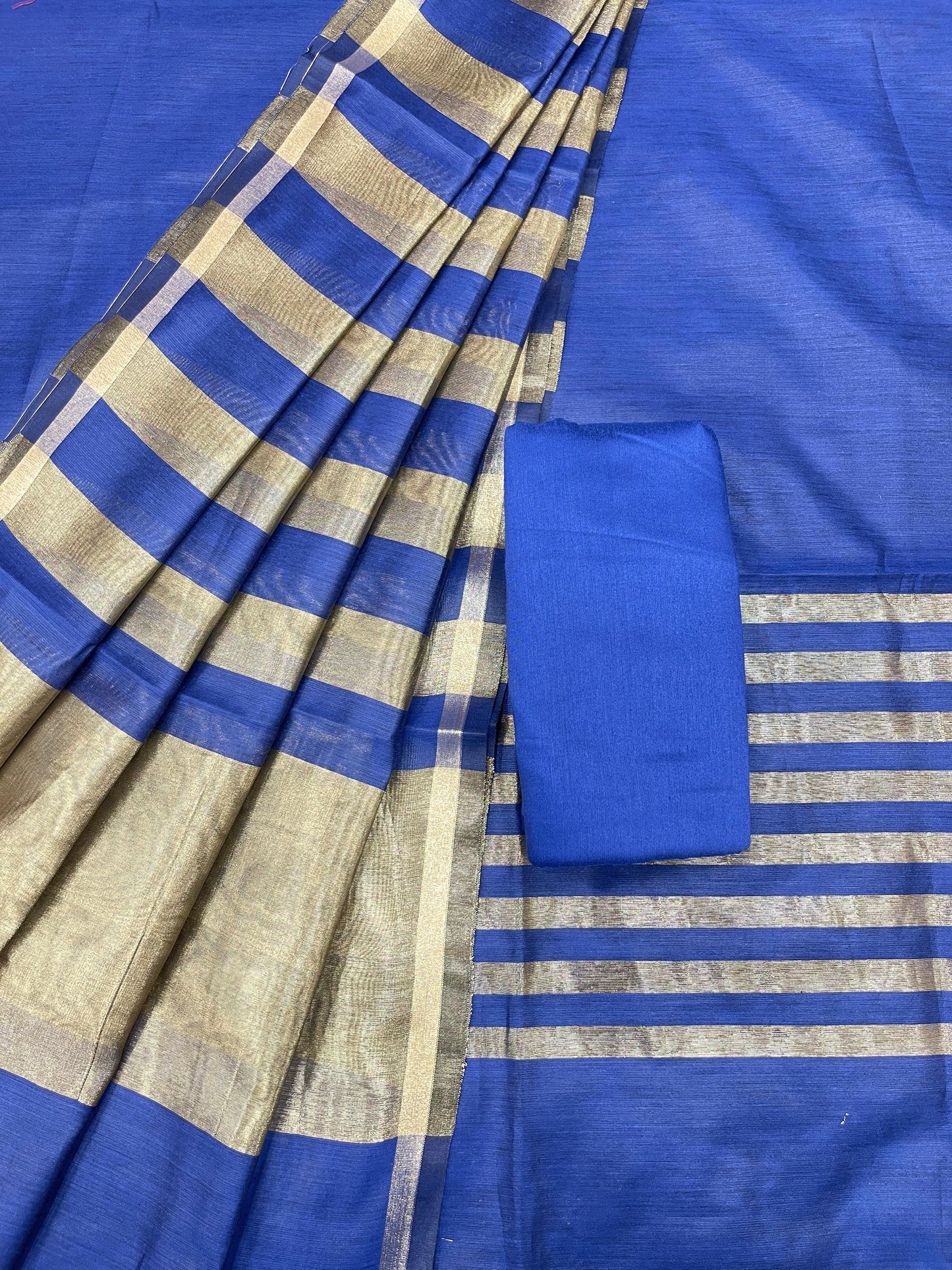 Blue Cotton Silk Banarasi 3 pcs Suit Set 650JD_CS1