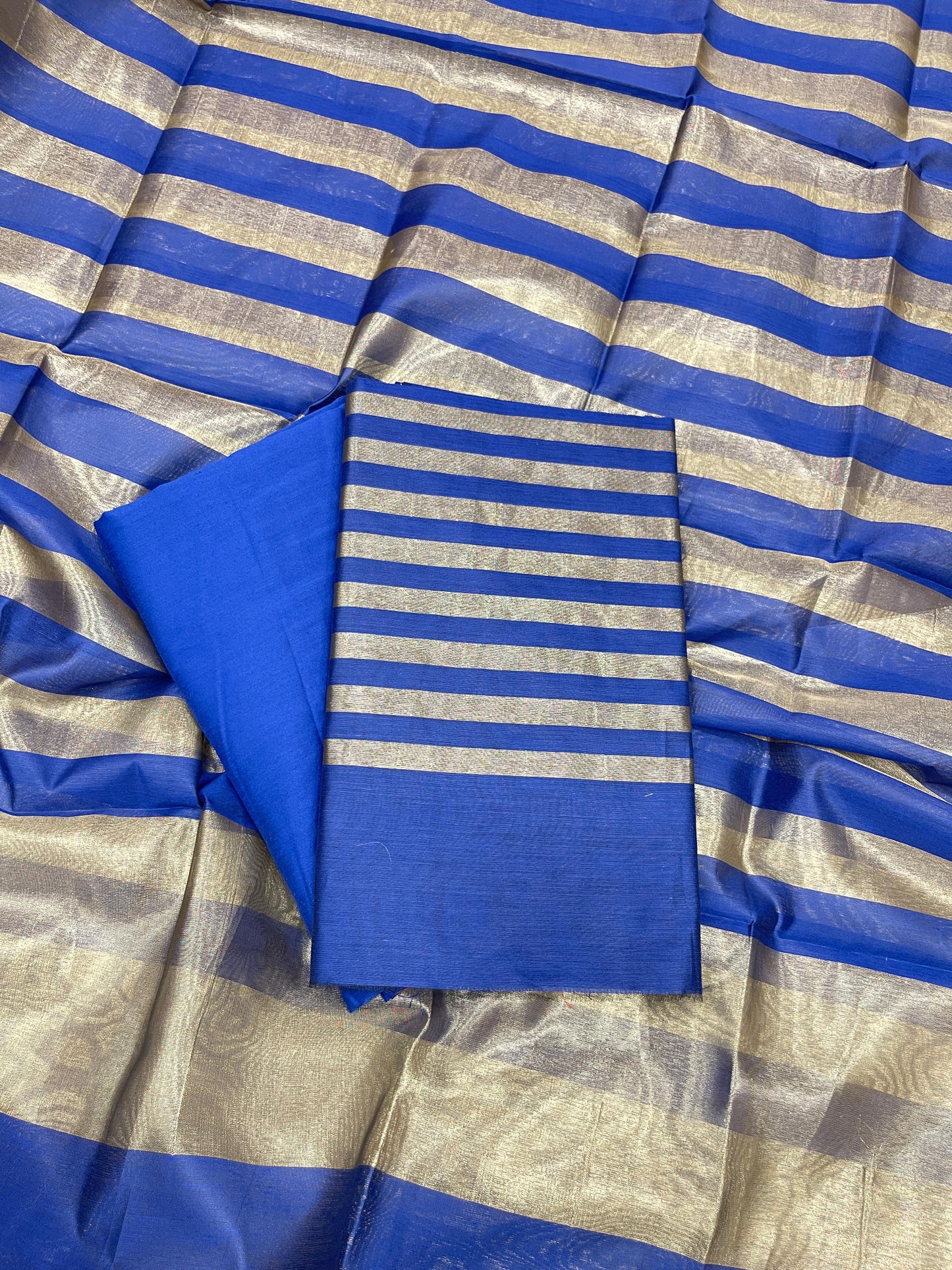Blue Cotton Silk Banarasi 3 pcs Suit Set 650JD_CS1