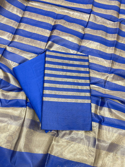 Blue Cotton Silk Banarasi 3 pcs Suit Set 650JD_CS1