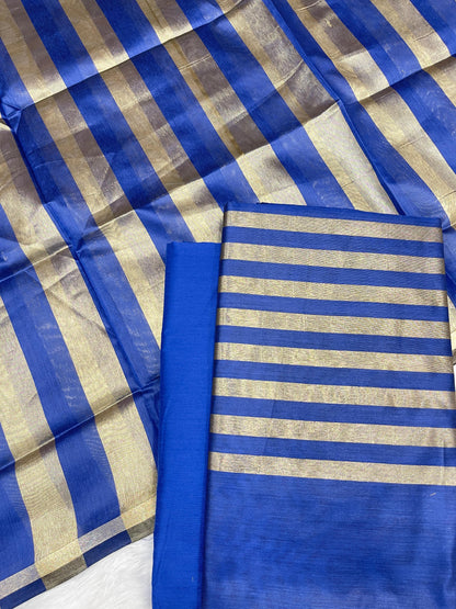Blue Cotton Silk Banarasi 3 pcs Suit Set 650JD_CS1