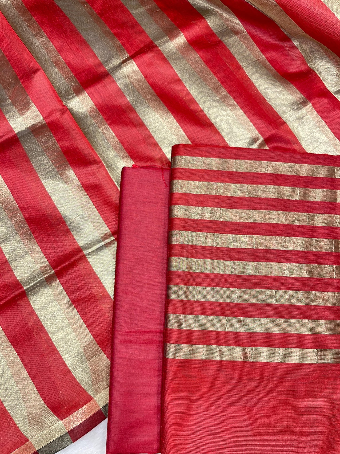 Red Cotton Silk Banarasi 3 pcs Suit Set 650JD_CS3