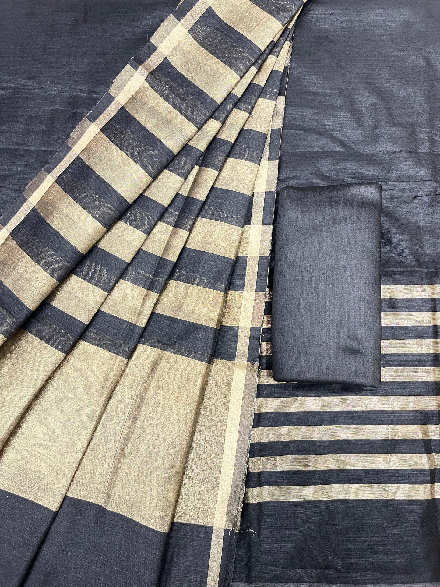 Black Cotton Silk Banarasi 3 pcs Suit Set 650JD_CS4