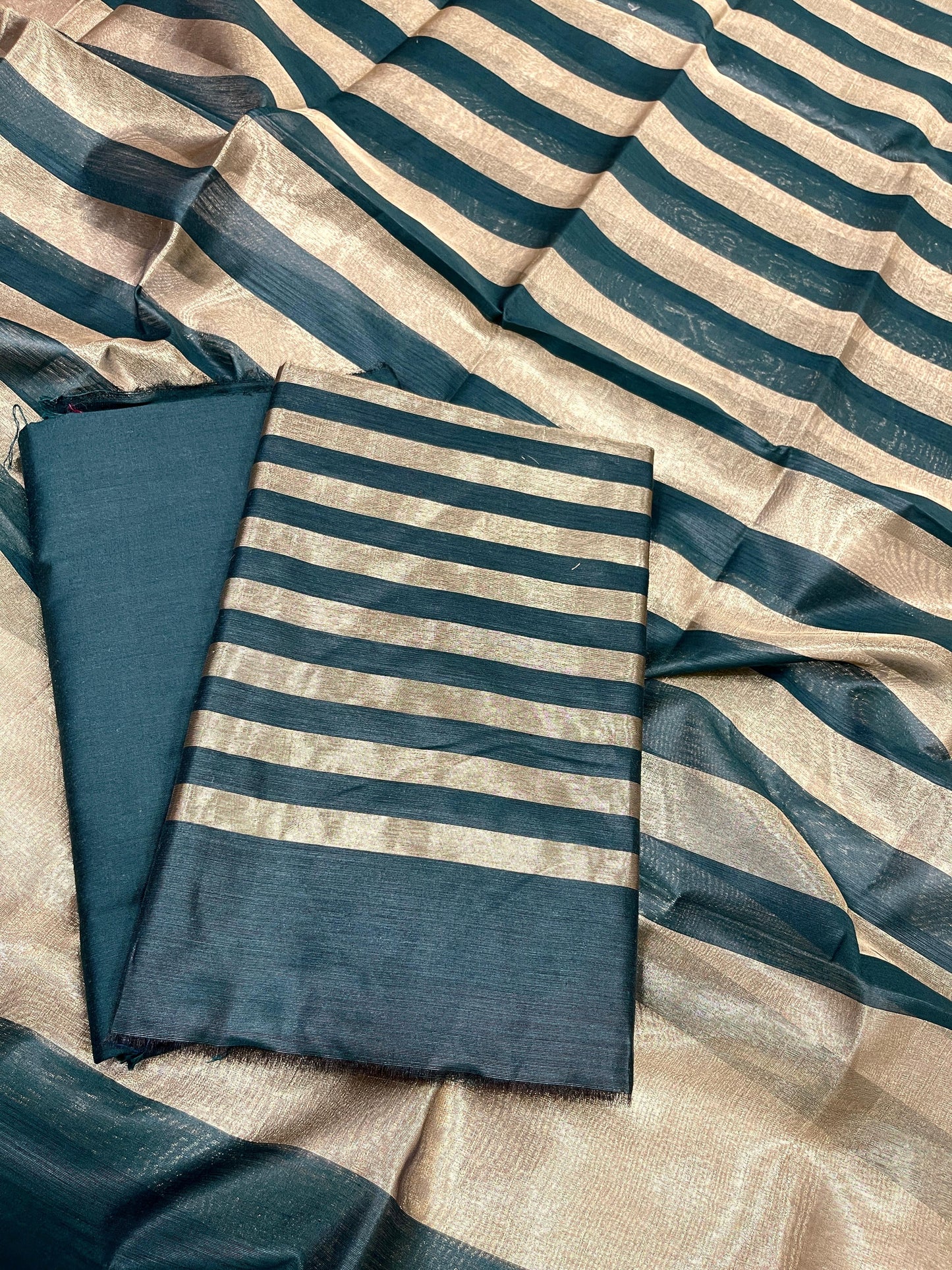 Dark Green Cotton Silk Banarasi 3 pcs Suit Set 650JD_CS5