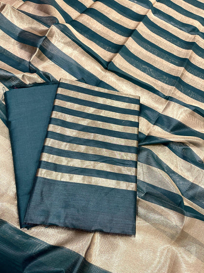 Dark Green Cotton Silk Banarasi 3 pcs Suit Set 650JD_CS5