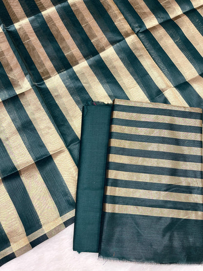 Dark Green Cotton Silk Banarasi 3 pcs Suit Set 650JD_CS5