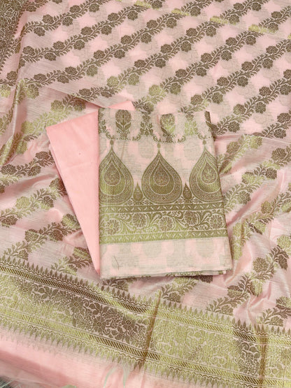 Baby Pink Cotton Alfi Banarasi 3 pcs Suit Set 600IM_CPV1