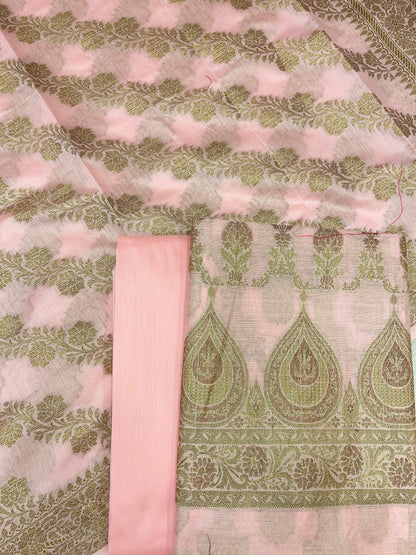 Baby Pink Cotton Alfi Banarasi 3 pcs Suit Set 600IM_CPV1