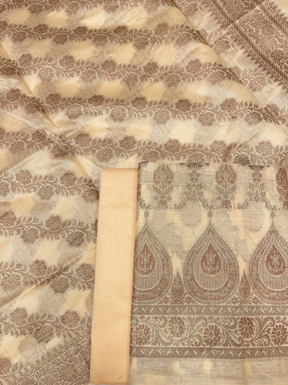 Yellow Cotton Alfi Banarasi 3 pcs Suit Set 600IM_CPV3