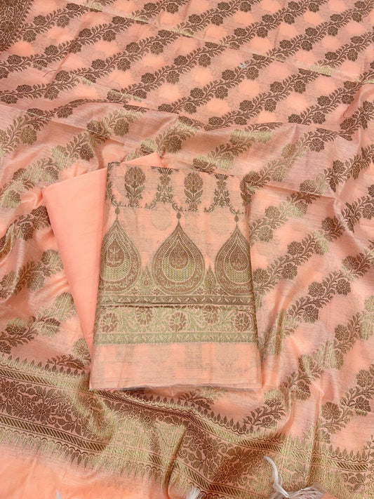 Orange Cotton Alfi Banarasi 3 pcs Suit Set 600IM_CPV4