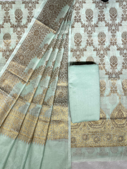 Sea Green Cotton Alfi Banarasi 3 pcs Suit Set 600IM_CPV6