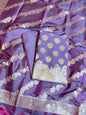 Purple Semi Katan Silk Banarasi 3 pcs Suit Set 750SHL_SK3