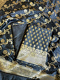 Black Semi Katan Silk Banarasi 3 pcs Suit Set 750SHL_SK8